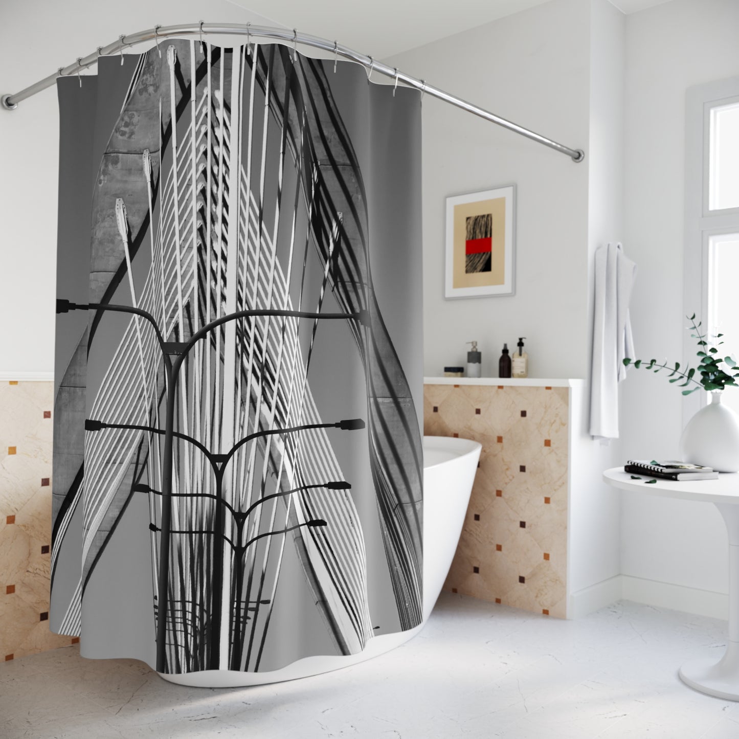 Zakim Bridge Shower Curtain - Architectural Design for Sophisticated Bathrooms