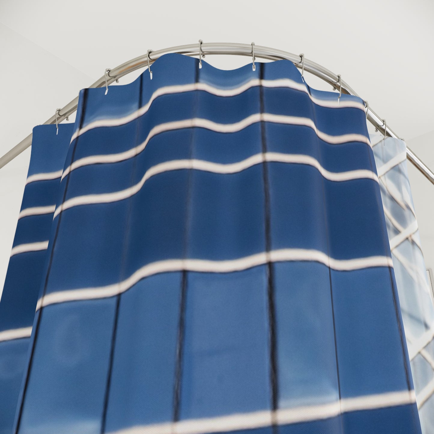 Modern Geometric Blue Shower Curtain - Stylish Bath Decor