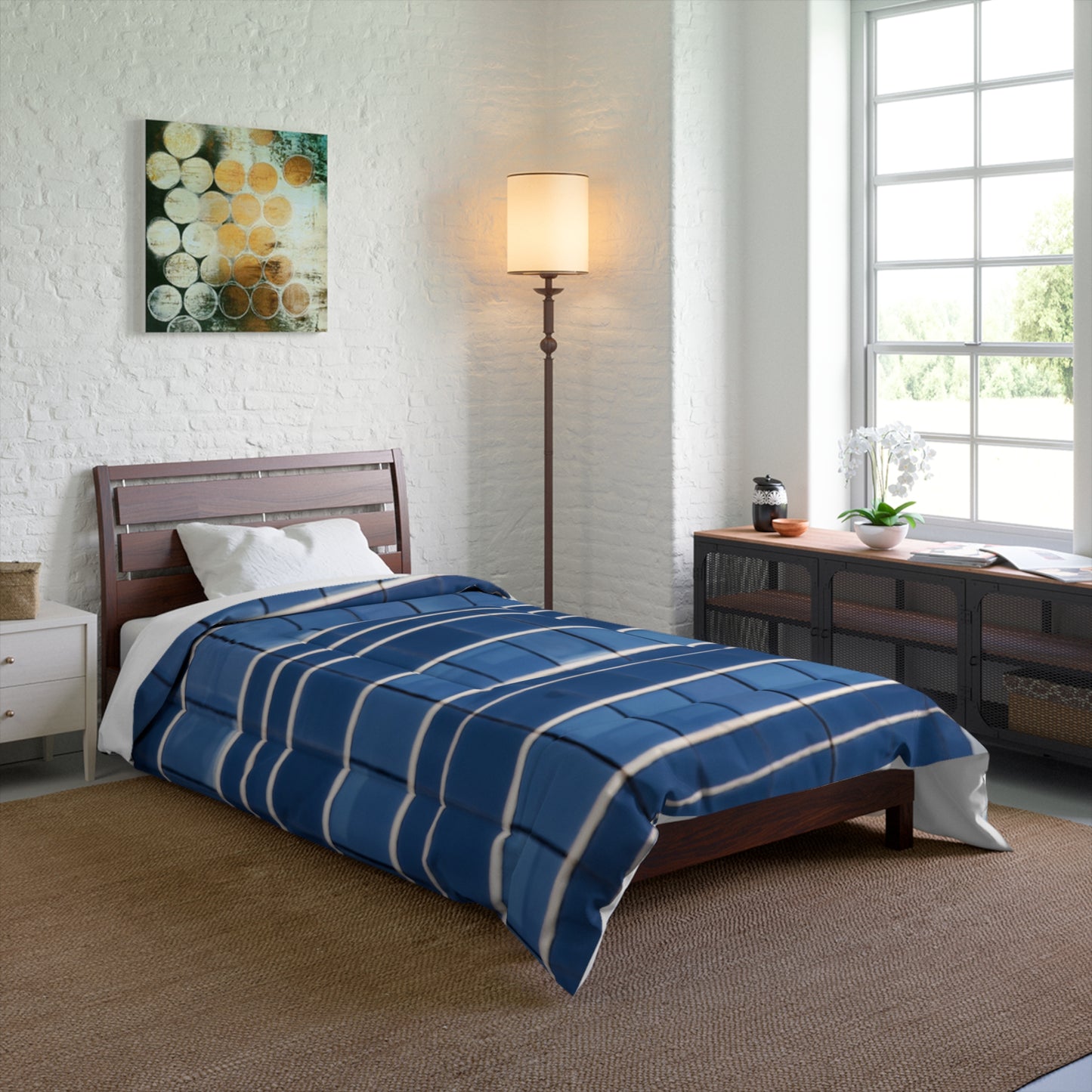 Modern Blue Pattern Comforter - Cozy Bedding for Home Decor