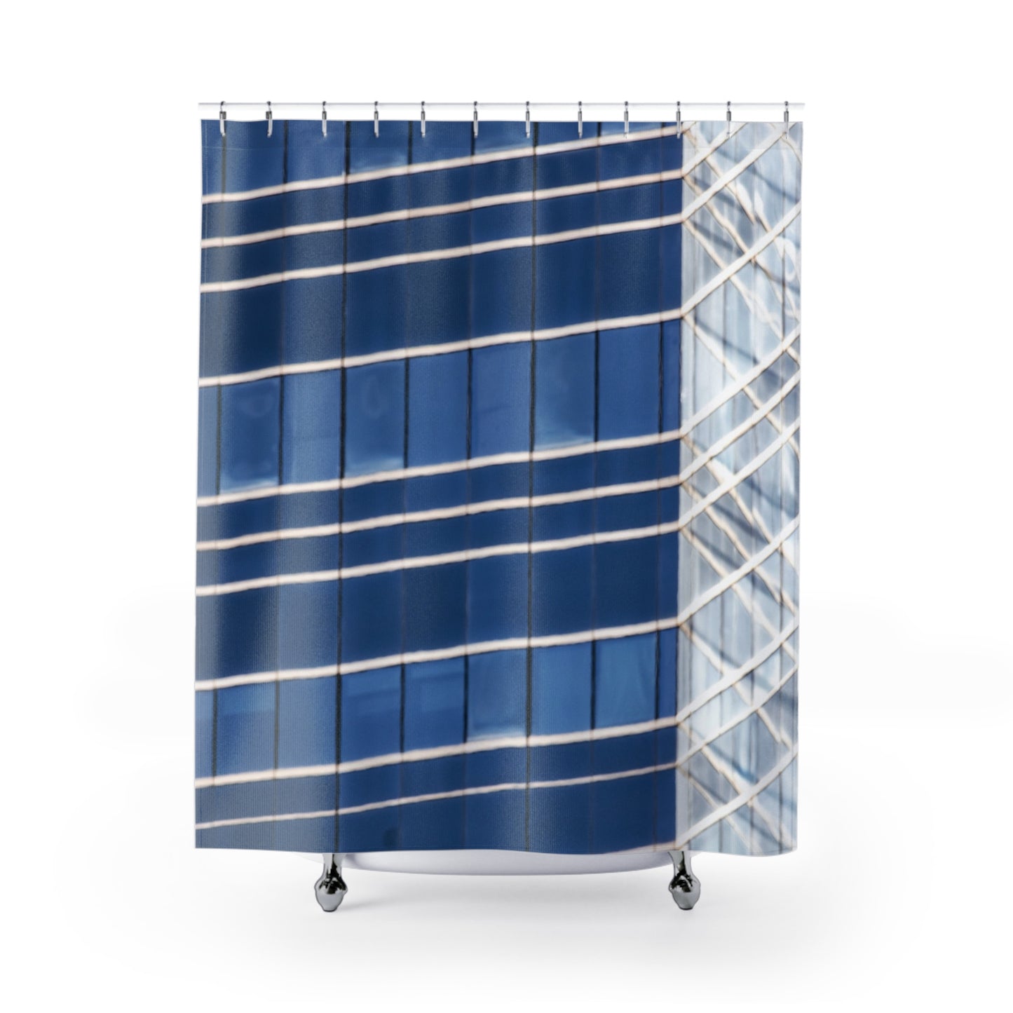 Modern Geometric Blue Shower Curtain - Stylish Bath Decor