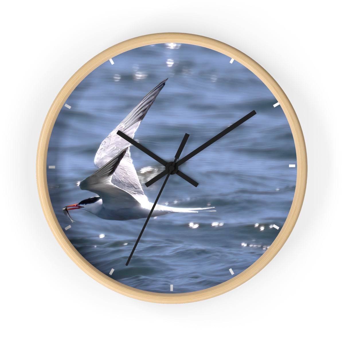 Tern with Lunch-in-Beak Wall clock