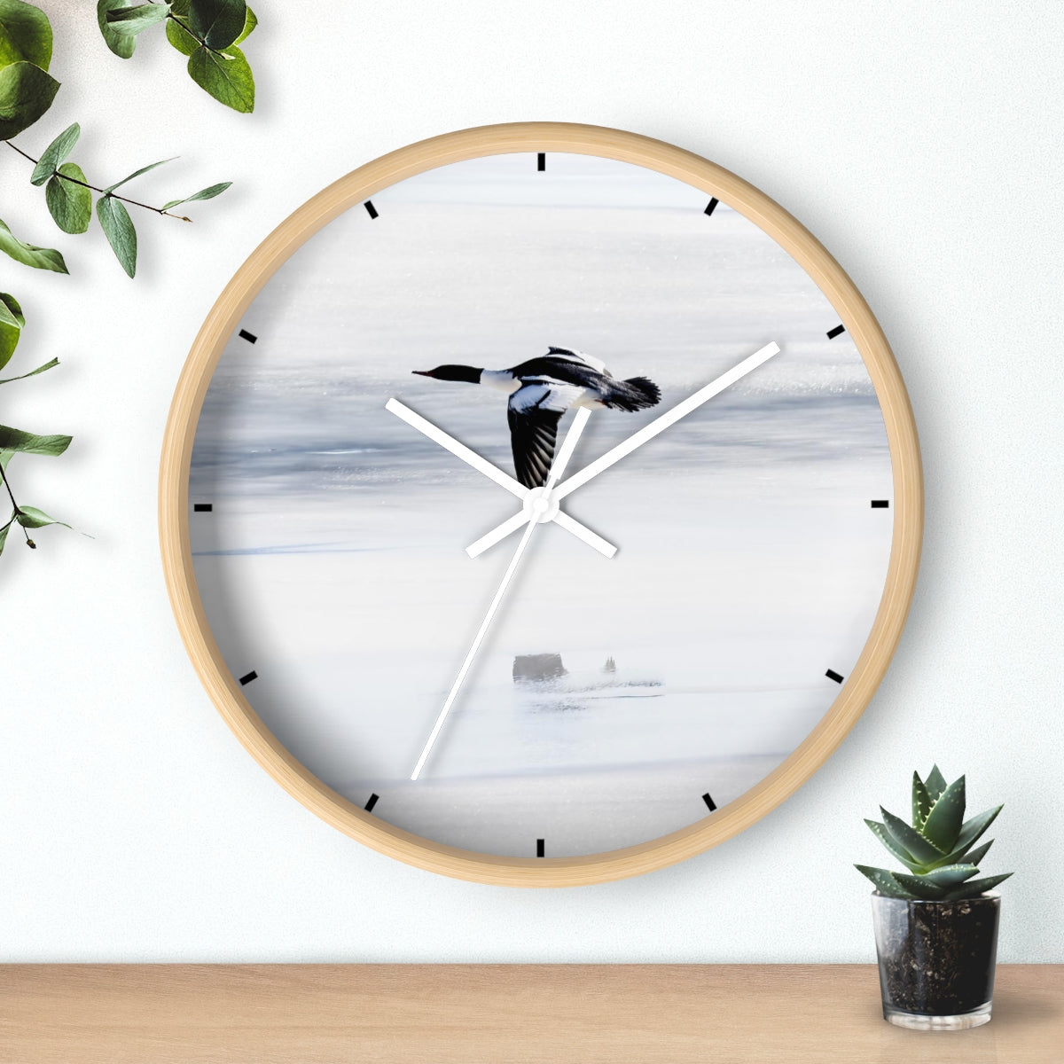 Merganser on Ice Wall clock