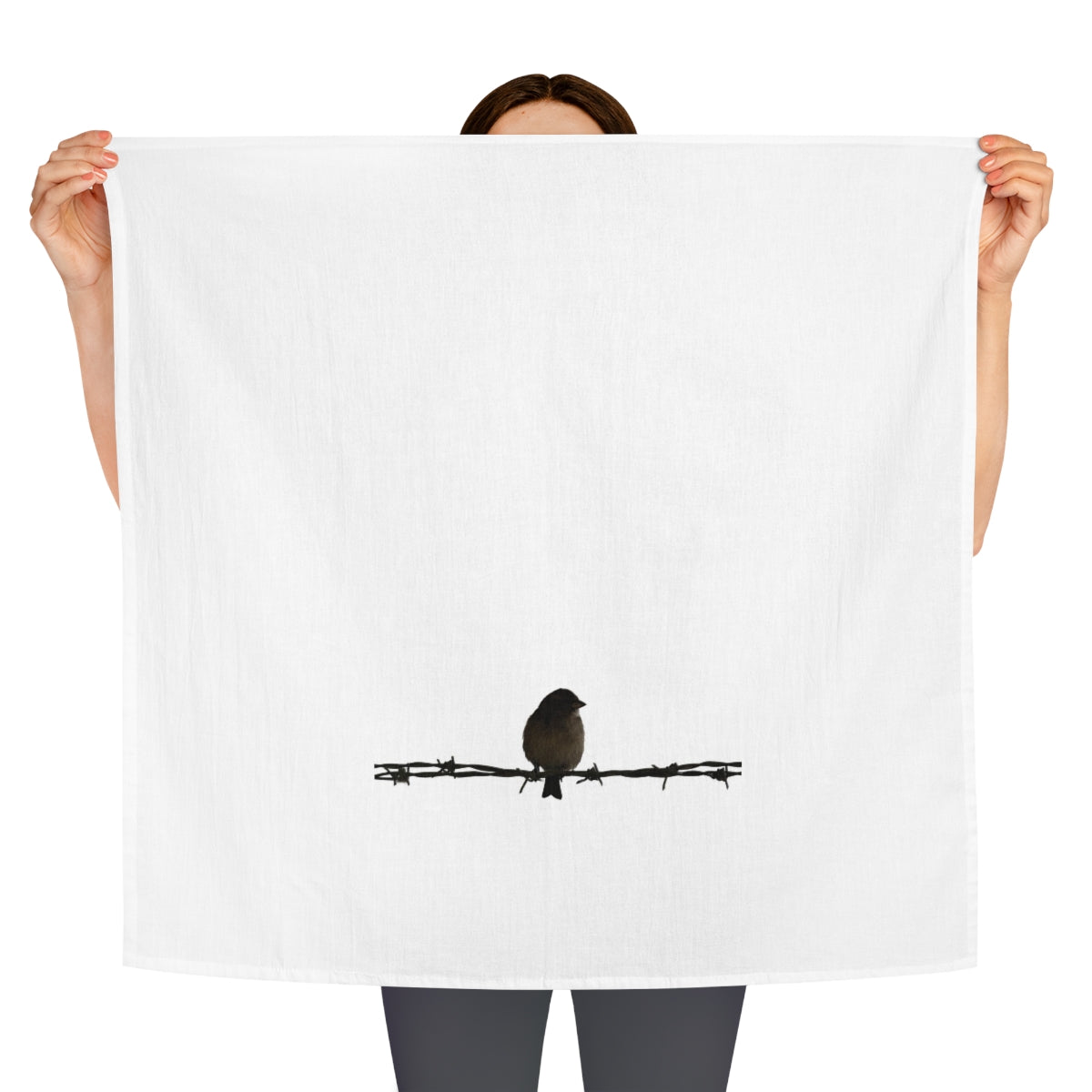Barbed Wire Bird Tea Towel