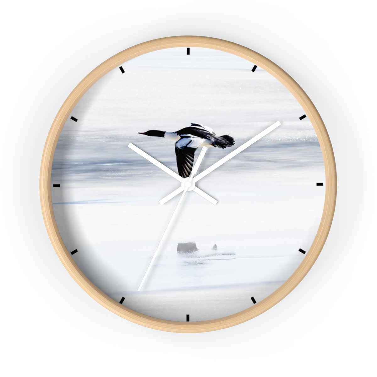 Merganser on Ice Wall clock