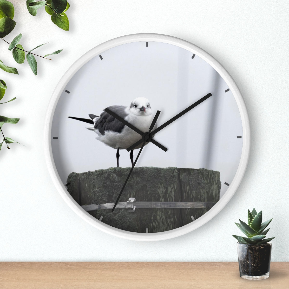 Gull on a Piling Wall clock