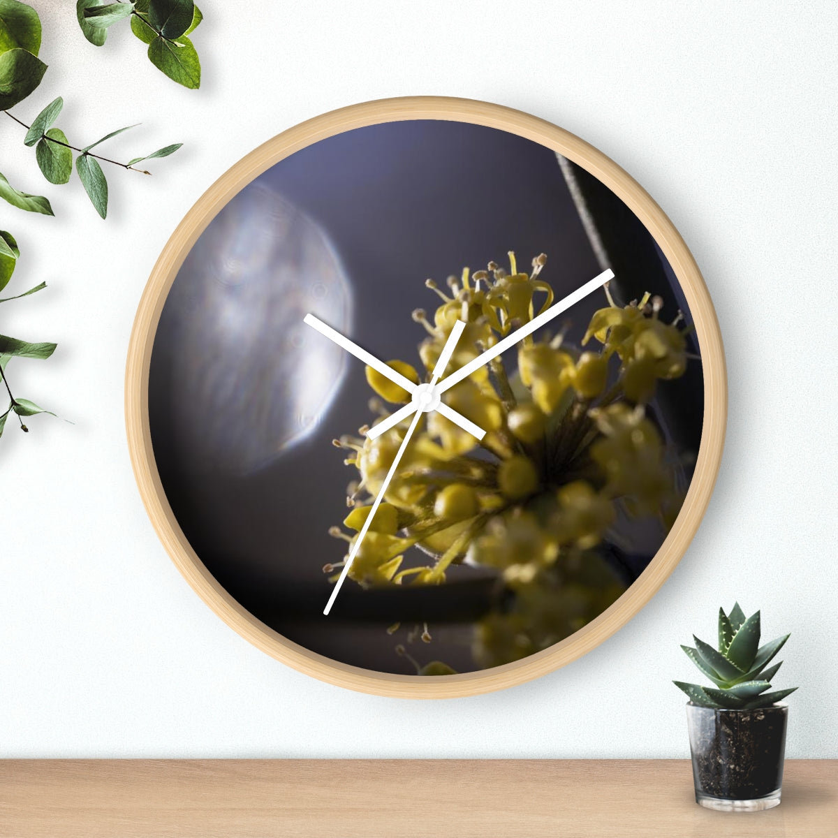 Yellow Buds and the Morning Sun.Wall clock