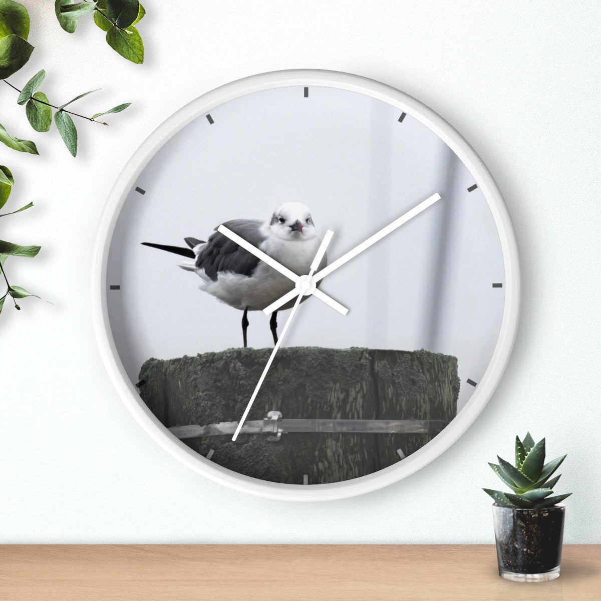 Gull on a Piling Wall clock