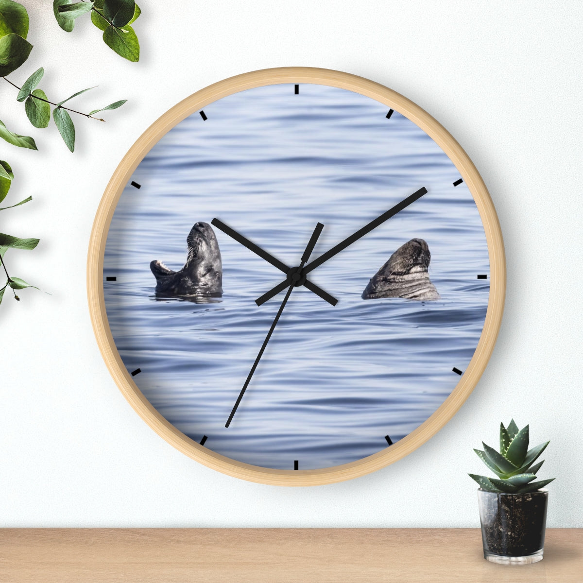 Happily Married Seal Couple Wall clock