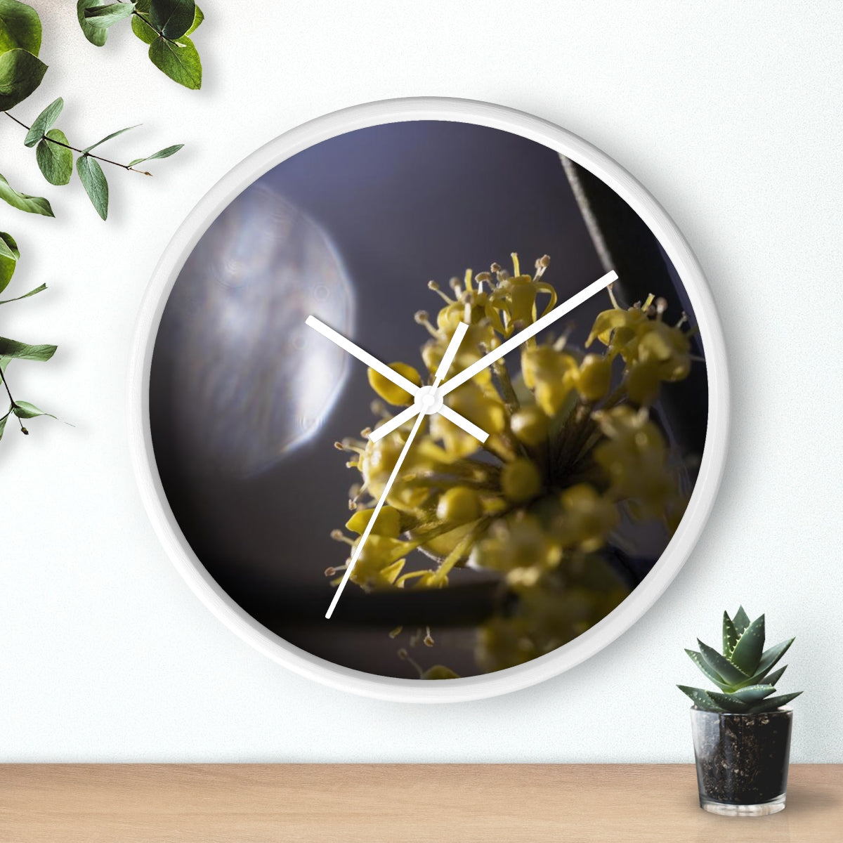 Yellow Buds and the Morning Sun.Wall clock