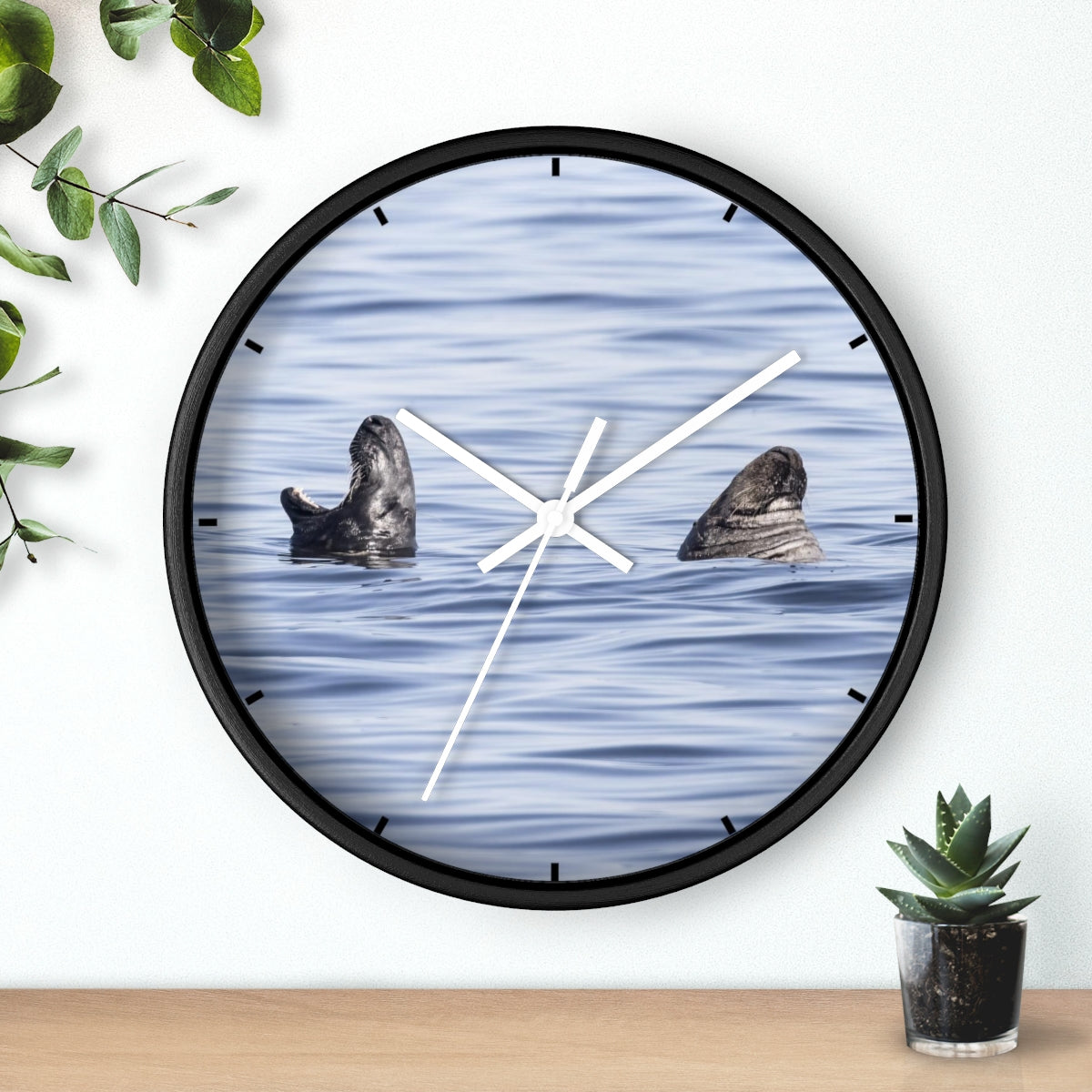 Happily Married Seal Couple Wall clock