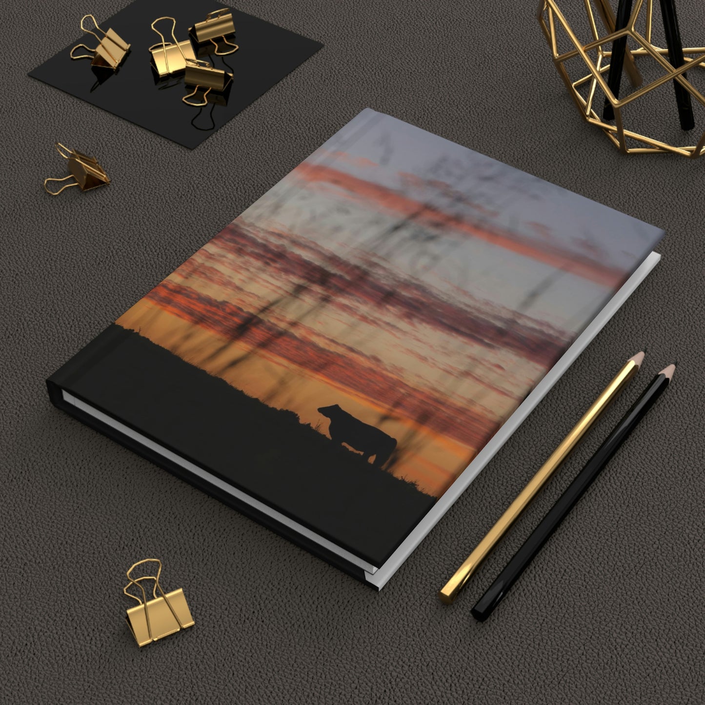 Cow Enjoying the Sunset Hardcover Journal Matte