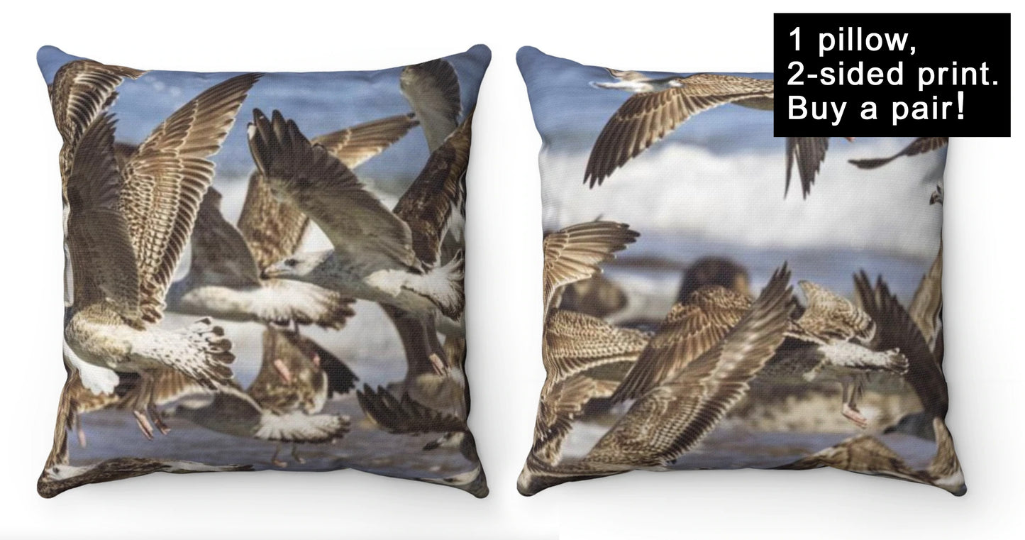 Gull Delirium Throw Pillow