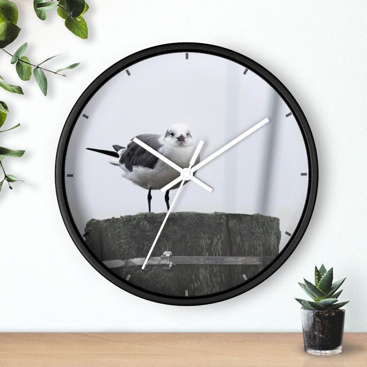 Gull on a Piling Wall clock
