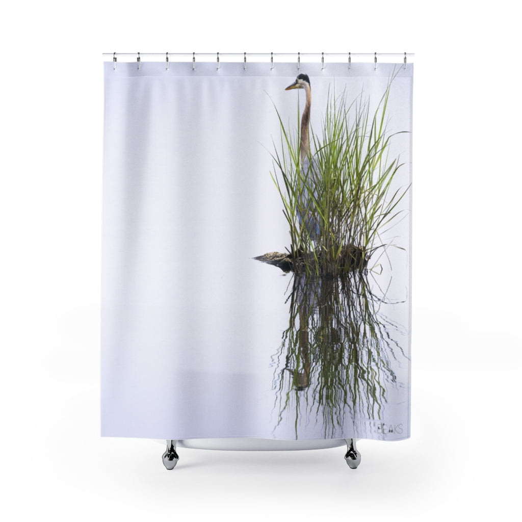 Hidden Heron Shower Curtain