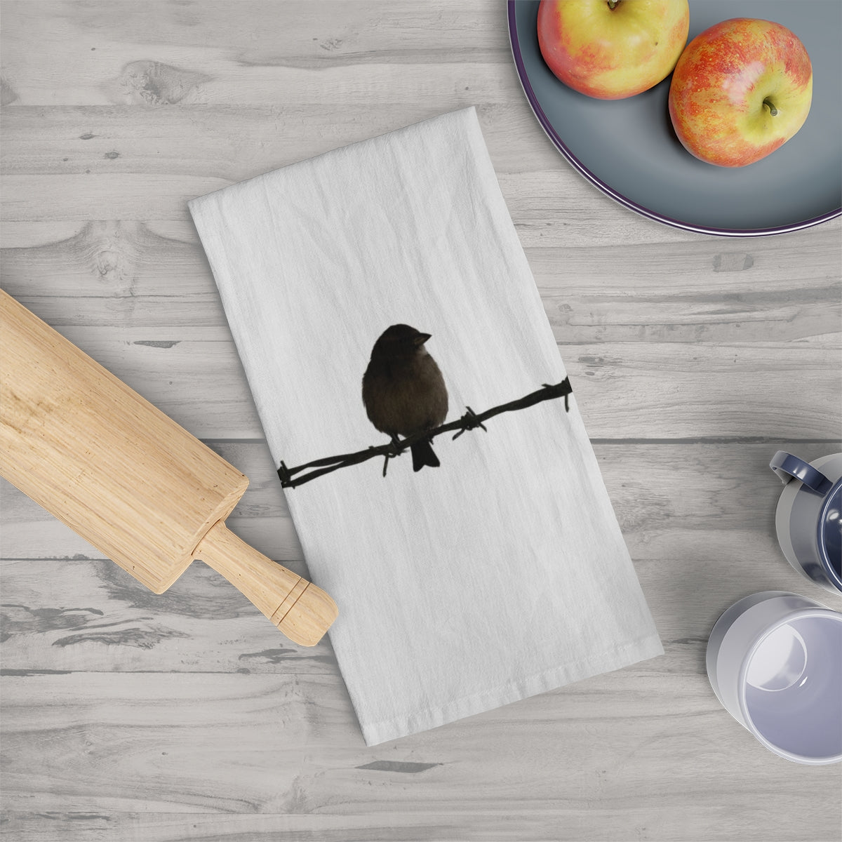Barbed Wire Bird Tea Towel