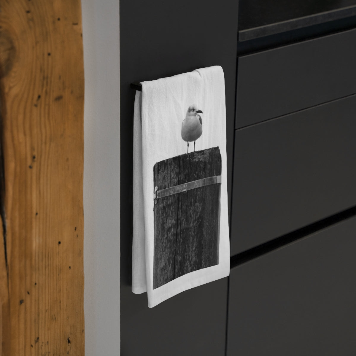 Gull on a Piling Tea Towel