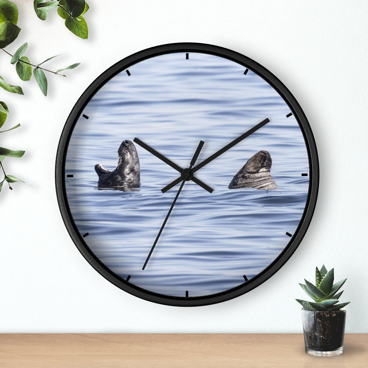Happily Married Seal Couple Wall clock