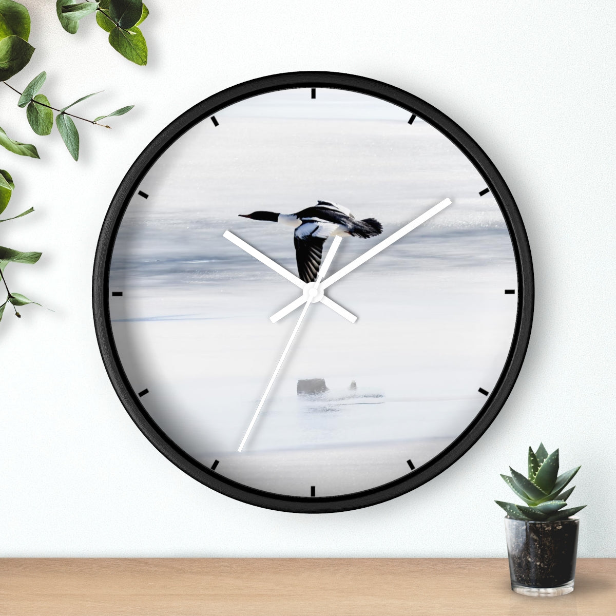 Merganser on Ice Wall clock