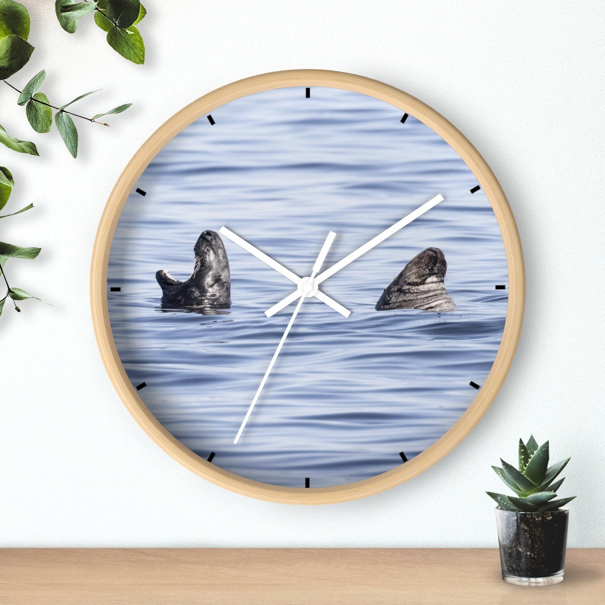 Happily Married Seal Couple Wall clock