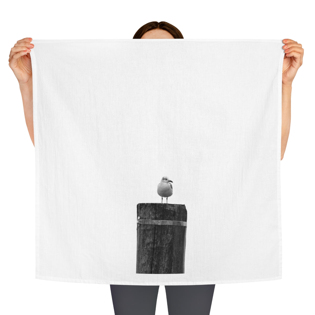 Gull on a Piling Tea Towel