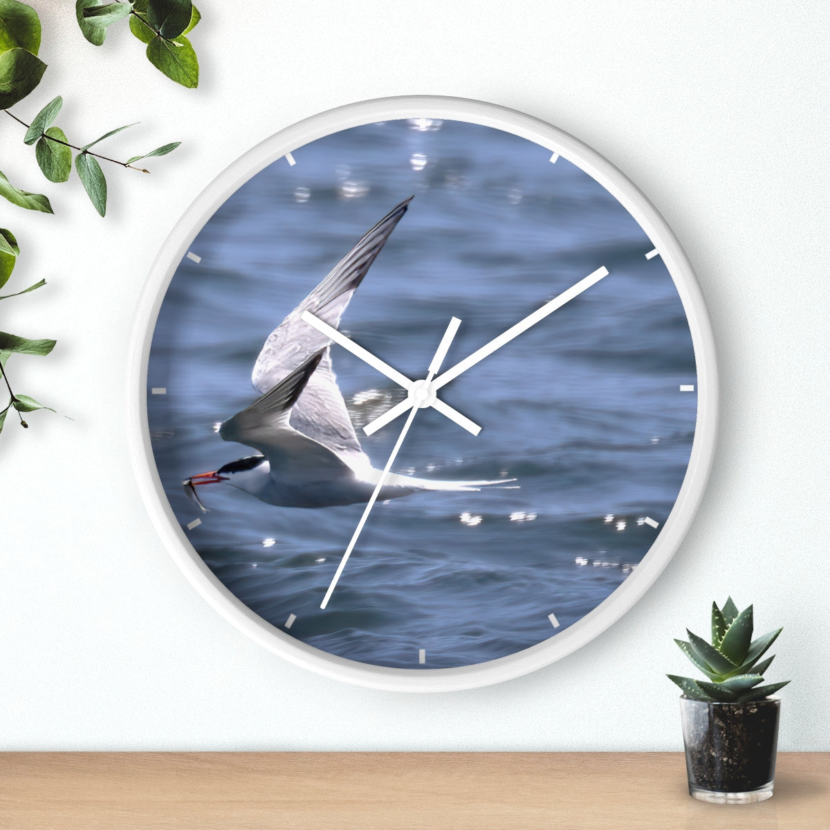 Tern with Lunch-in-Beak Wall clock