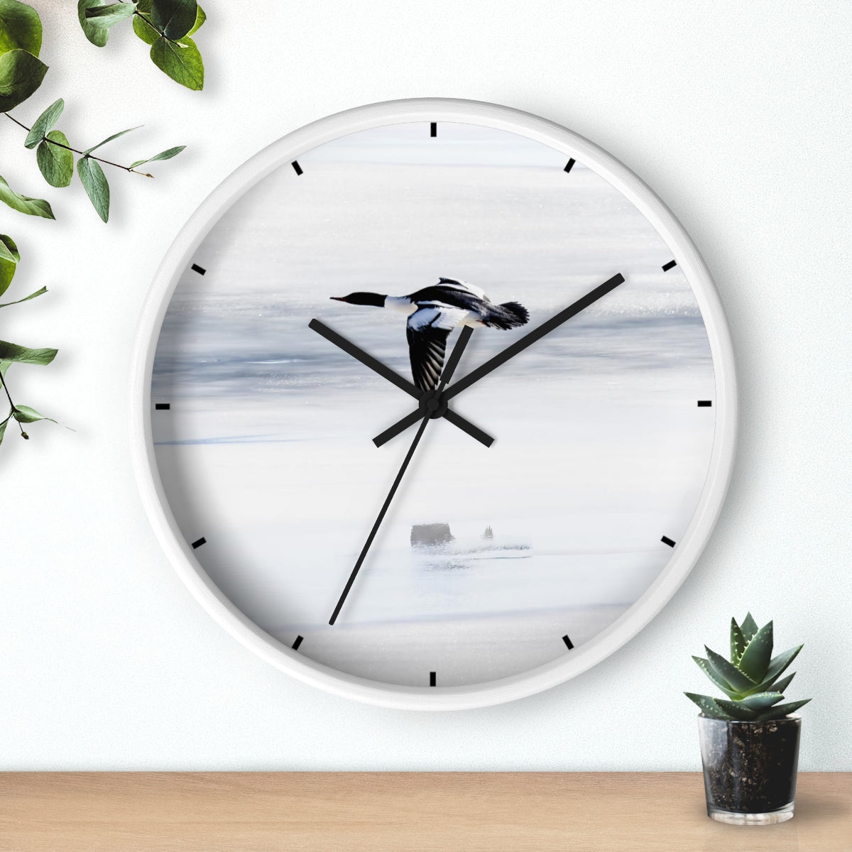 Merganser on Ice Wall clock