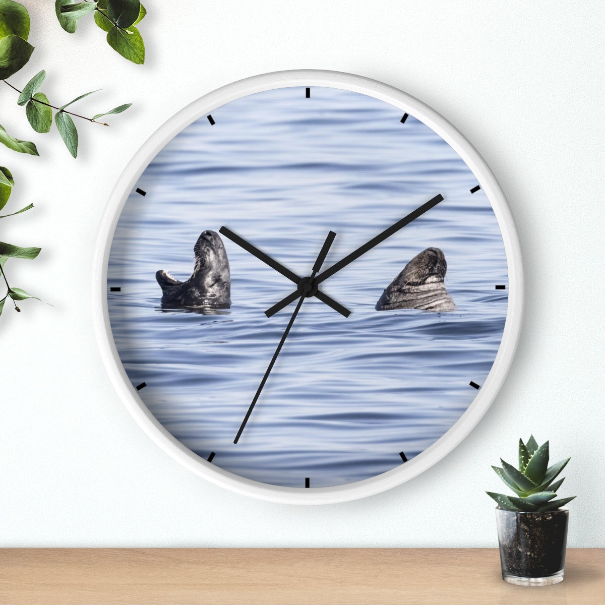 Happily Married Seal Couple Wall clock