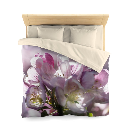 Pink Flowering Tree Microfiber Duvet Cover