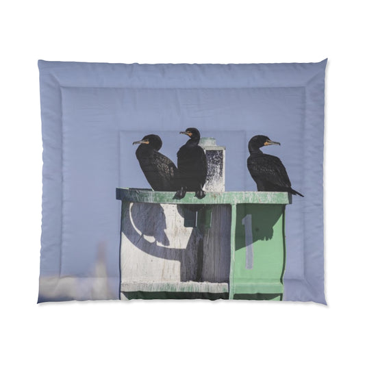 3 Cormorants on a Buoy Comforter