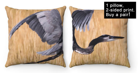 Blue Heron Beefy Throw Pillow